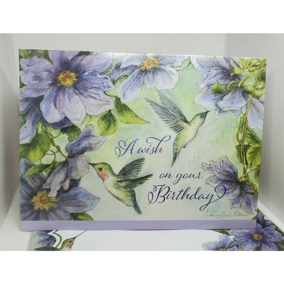 A Wish On Your Birthday Thoughts And Inspirations Bird Floral Greeting Card - Picture 3 of 10